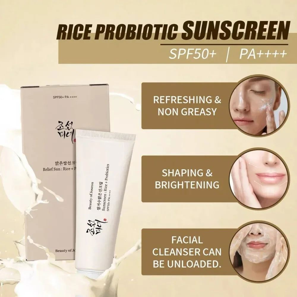 Korean Rice Probiotics Sunscreen Relief Sun Spf 50+ High Sun Protection Hydrating Moisturizing Skin Sun Lotion Oil Control